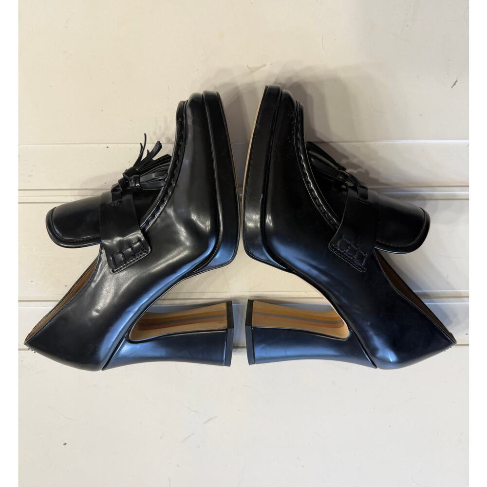 Sam Edleman Womens Sz 8.5 Black Jed Platform Loafer Tassels Classic Shiny - Picture 5 of 8